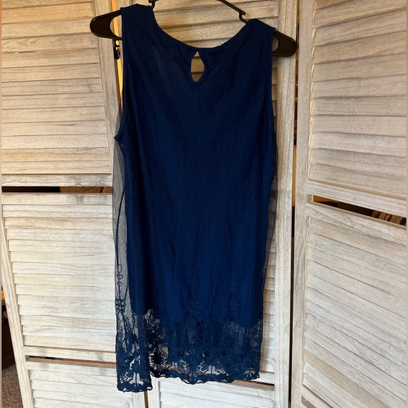 Women’s Blue Sleeveless Lace MS Mode top size Large - Picture 2 of 6